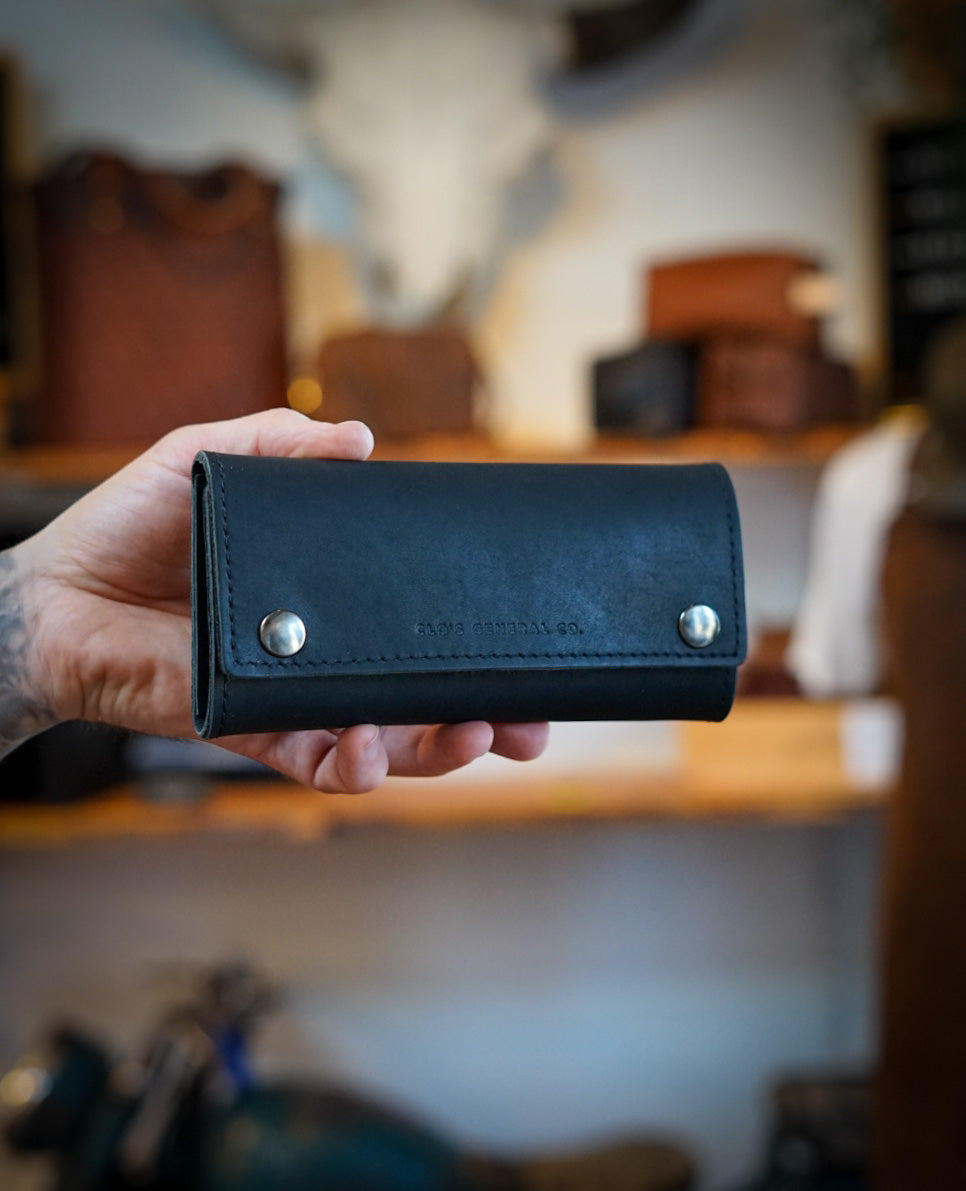 Premium Trifold Long Wallet for Men - Slim RFID Blocking Leather Wallet with Multiple Card Slots (Flat Black) - Ideal for Travel, Business & Everyday Use