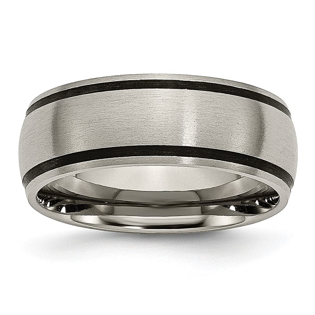 ICE CARATS 8mm Titanium Brushed Black Rubber Wedding Band Ring - Women's Fashion Jewelry, Anniversary Gift for Her - Perfect for Everyday Wear, Special Occasions & Couple Matching