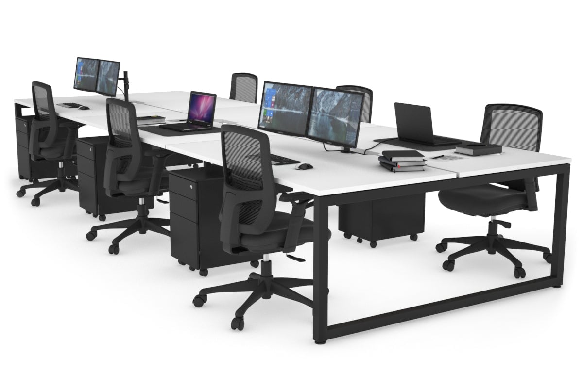 Quadro Loop Legs 6-Person Office Workstation - 1400L x 800W with Cable Management - Perfect for Open Office Layouts & Collaborative Workspaces
