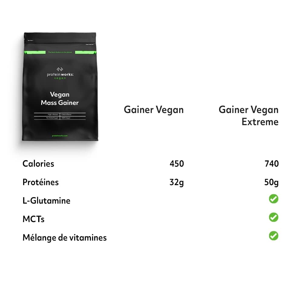 THE PROTEIN WORKS Vegan Extreme Mass Gainer Powder - High Calorie Vanilla Creme Protein Shake for Weight Gain with Vitamins & Minerals (2kg) | Post-Workout Recovery & Muscle Building Supplement