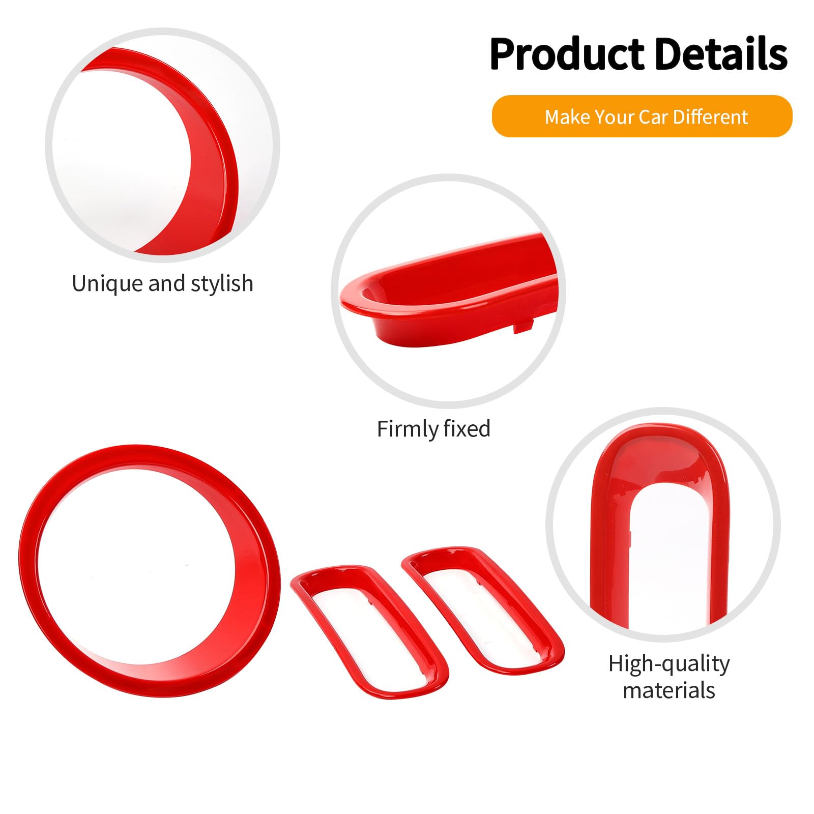 Hoolcar Front Grille Insert Cover & Headlight Bezel Cover Trim for Jeep Wrangler JK JKU 2007-2017 - Red Exterior Accessories - Upgrade Your Jeep's Style for Off-Road Adventures & Daily Driving