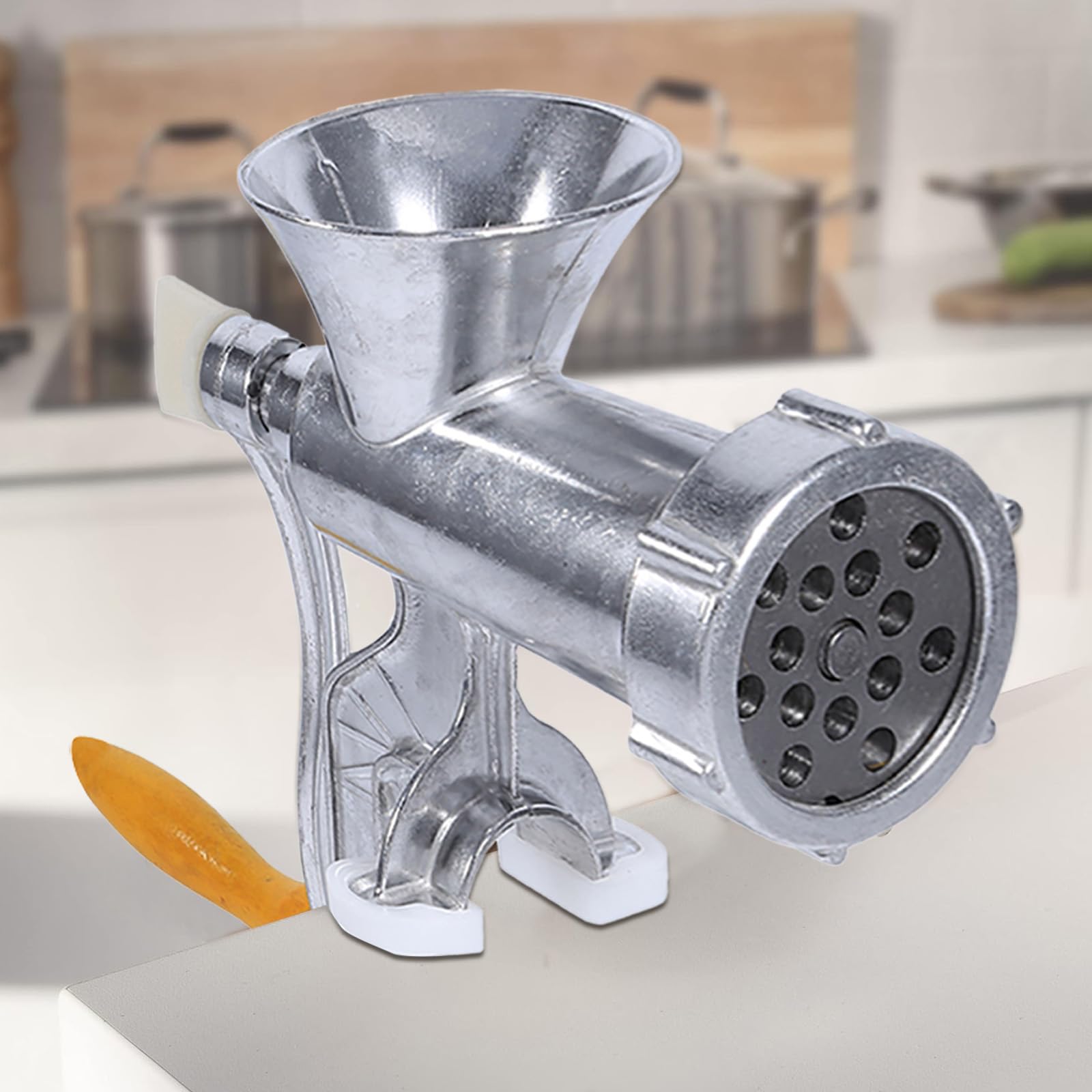 Stainless Steel Manual Meat Grinder - Heavy Duty Hand Crank Meat & Vegetable Grinder for Homemade Burgers, Sausages, Ground Beef - Perfect for Kitchen, Camping & Outdoor Cooking