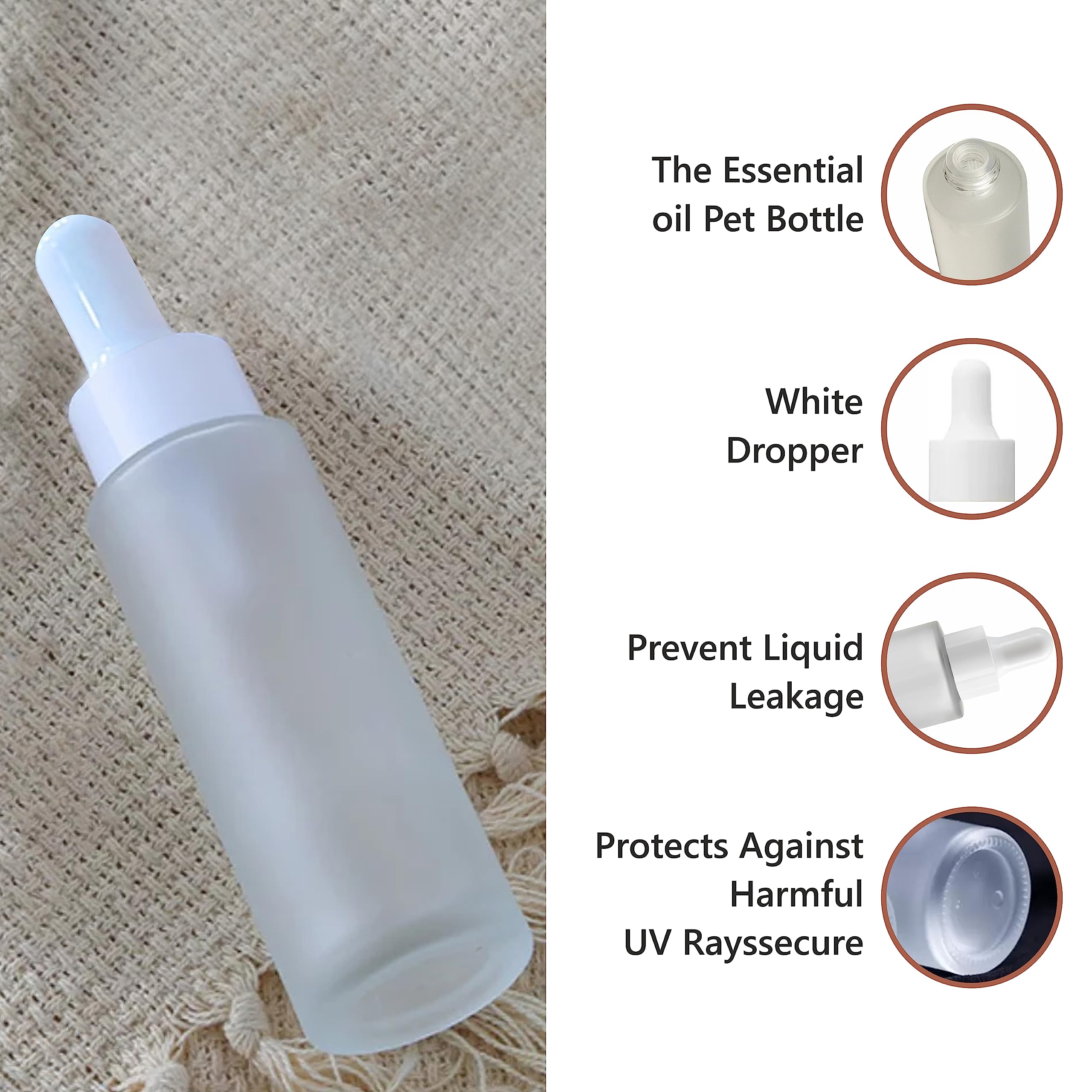 Premium Frosted Glass Dropper Bottles (3-Pack) - Essential Oil, Perfume & Serum Storage Containers with White Dropper Caps - Perfect for DIY Beauty, Aromatherapy & Travel Size Liquids