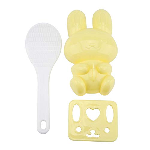 3-Piece Food-Grade PP Cartoon Rabbit Sushi Rice Mold Set - DIY Onigiri Maker for Bento, Party & Home Cooking - Yellow (Perfect for Kids Lunch & Japanese Cuisine Decor)