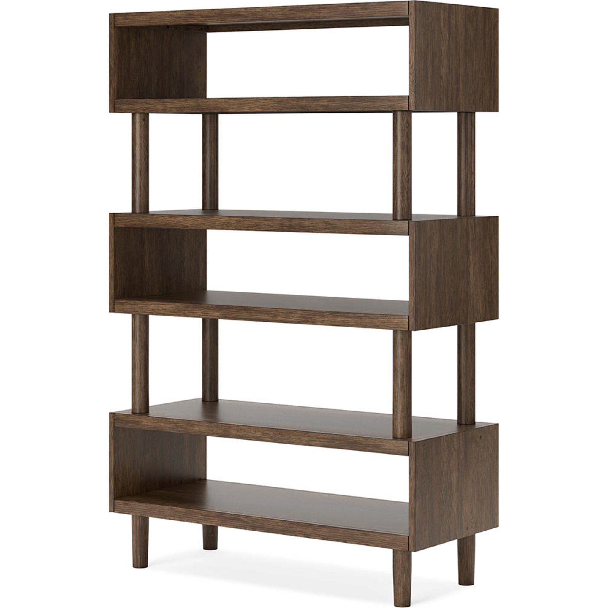 Austanny 5-Tier Wooden Bookcase - Warm Brown Bookshelf for Living Room, Bedroom & Office - Stylish Storage Solution for Books, Decor & Essentials