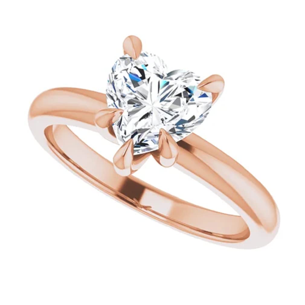 10K Solid Rose Gold Handmade Engagement Ring - 1.0 CT Heart Cut Moissanite Diamond Solitaire Wedding Band for Women | Perfect for Proposals, Anniversaries & Bridal Jewelry Gifts