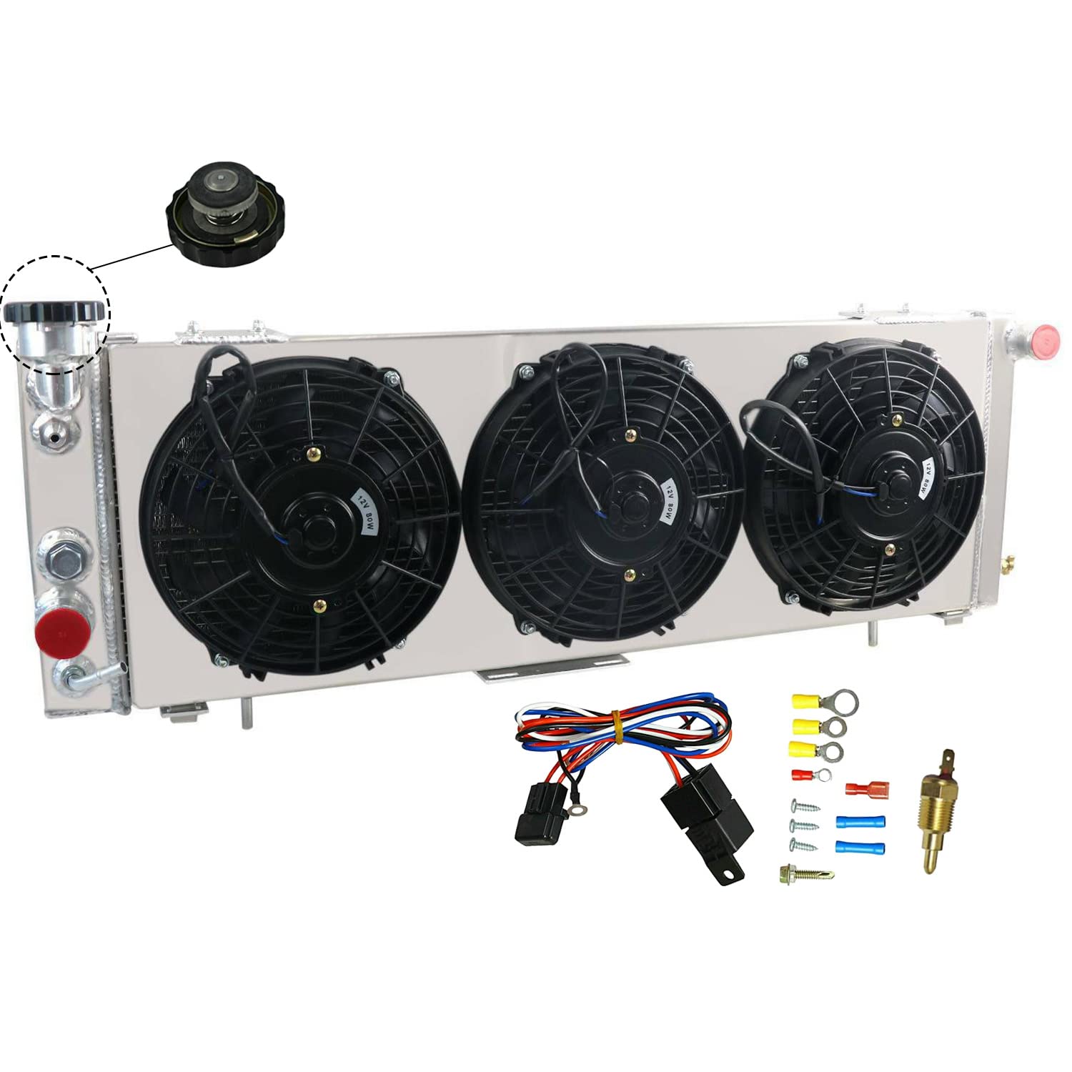 High-Performance 1 Row All Aluminum Radiator for 1991-2001 Jeep Cherokee XJ/Comanche 2.5L 4.0L L4 L6 AT MT - Includes 3x9 Fan Shroud & Relay - Perfect for Off-Roading & Daily Driving