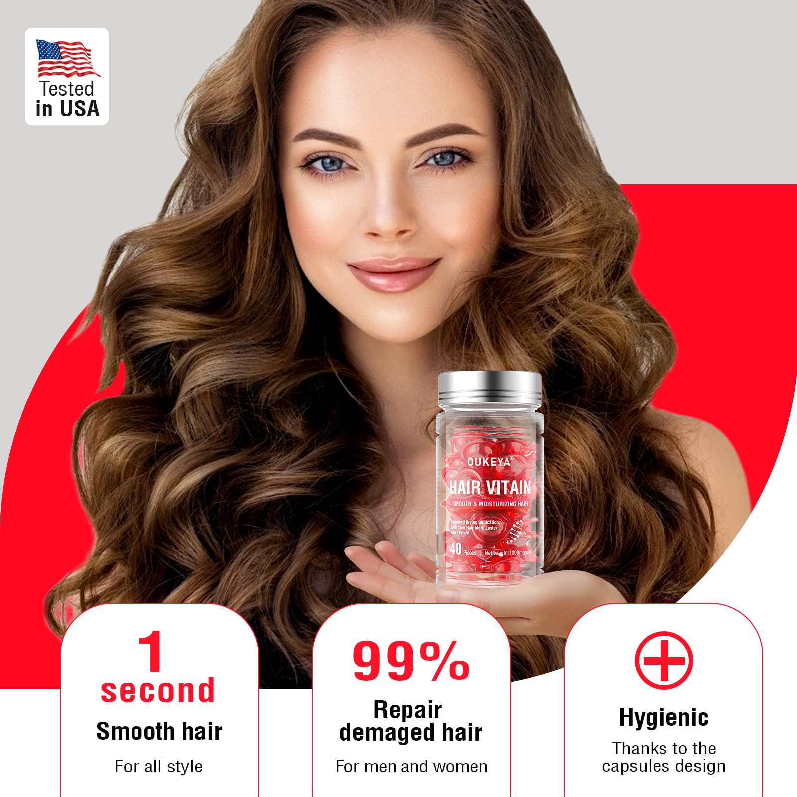 Hair Growth Vitamins Serum with Argan, Macadamia & Avocado Oils - No Rinse Leave-In Treatment with Vitamins A, C, E & Pro B5 - Repairing Hair Serum for Frizzy, Damaged Hair - Deep Conditioning Treatment for Women & Men - Perfect for Daily Hair Care, Salon-Quality Results at Home