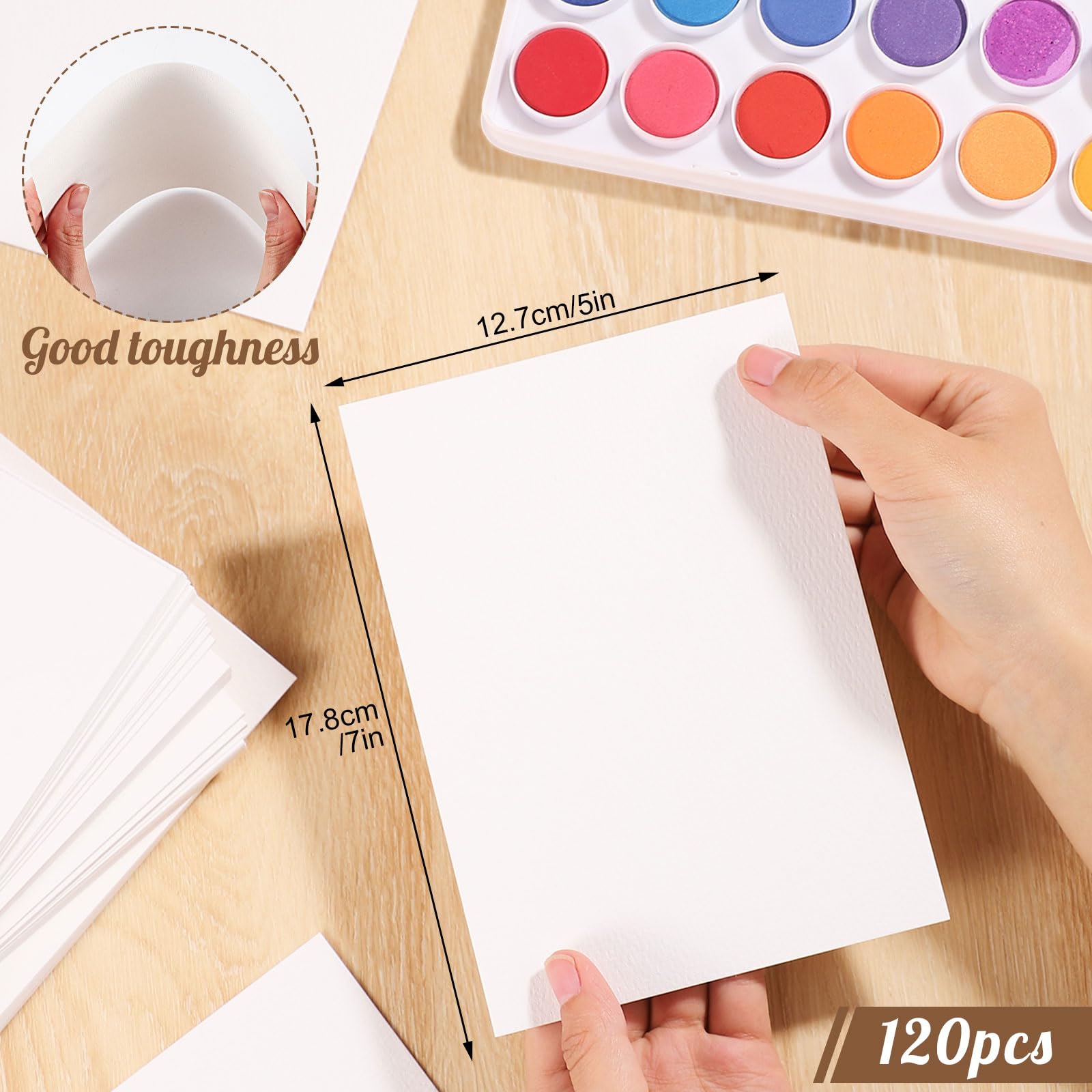 120 Sheets 140 lb/300 GSM Cold Press Watercolor Paper - Premium Cotton Blend for Artists, Students & Kids (5x7 Inch) | Perfect for Painting, Drawing, Wedding Cards & Gift Projects