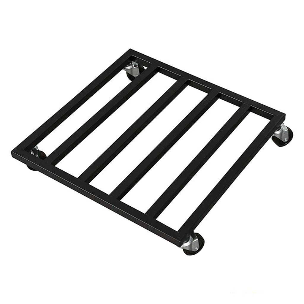 Heavy Duty Metal Plant Caddy with 4 Rolling Wheels - Square Flower Pot Stand with Casters for Indoor/Outdoor Use - Iron Potted Plant Dolly Holder (55cm, Black) - Perfect for Moving Large Plants on Patio, Deck or Garden