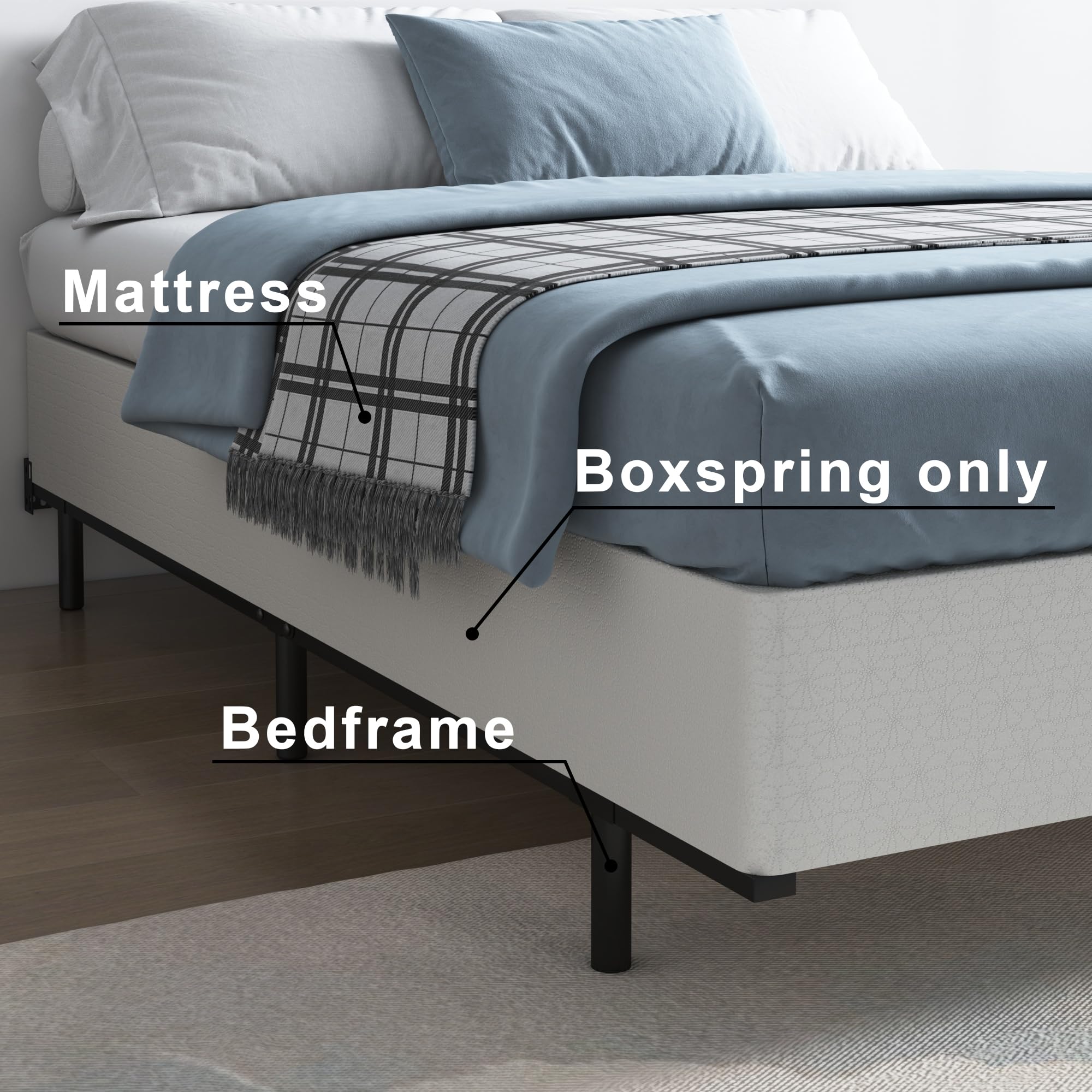 9 Inch Heavy Duty Box Spring for Full Bed - Noise Free, Non-Slip Metal Mattress Foundation with Easy Assembly | Perfect for Guest Rooms, Dorms & Bedroom Upgrades