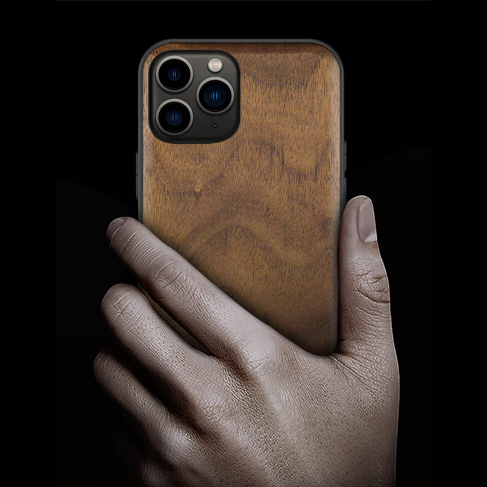 Carveit Real Wood iPhone 11 Pro Max Case - Hard Walnut Wood & Black Soft TPU Shockproof Protective Cover - Durable Wooden Phone Case for Apple iPhone 11 Pro Max - Perfect for Outdoor Adventures & Business Meetings