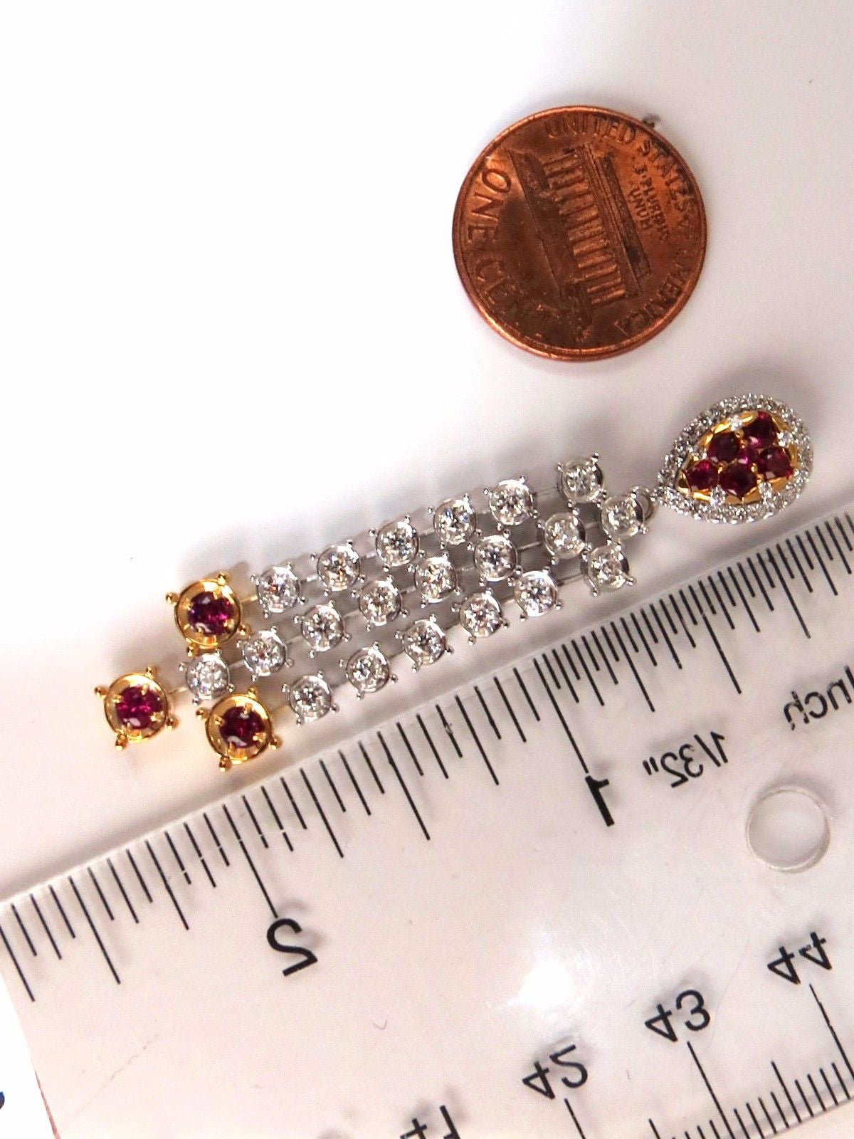 3.00ct Natural Deep Red Ruby Diamond Dangle Earrings in 14K Gold - Elegant Jewelry for Weddings, Parties & Special Occasions
