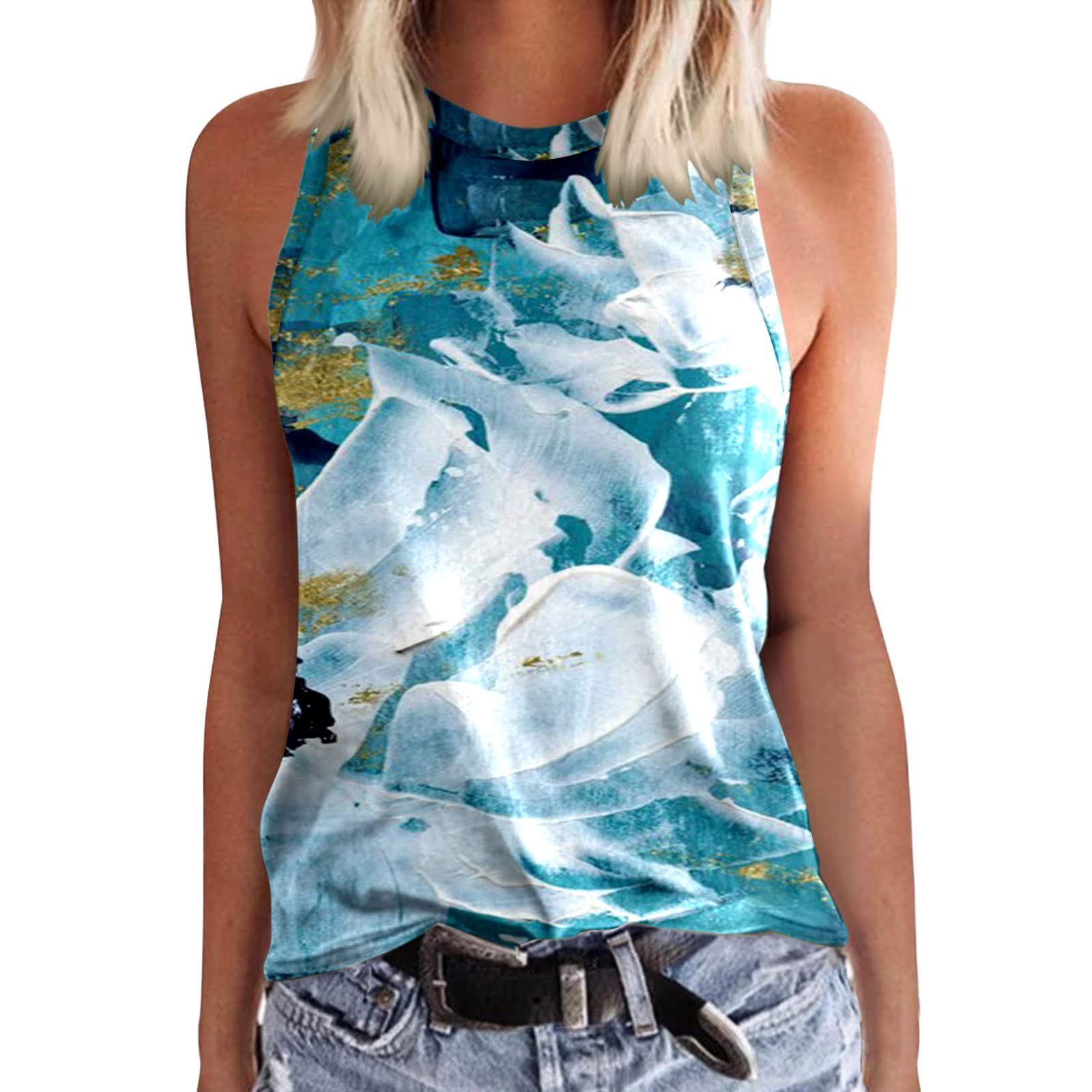ETHKIA Women's Summer Casual Sleeveless Tank Tops - Loose Fit Crewneck Blouse for Beach, Travel & Everyday Wear