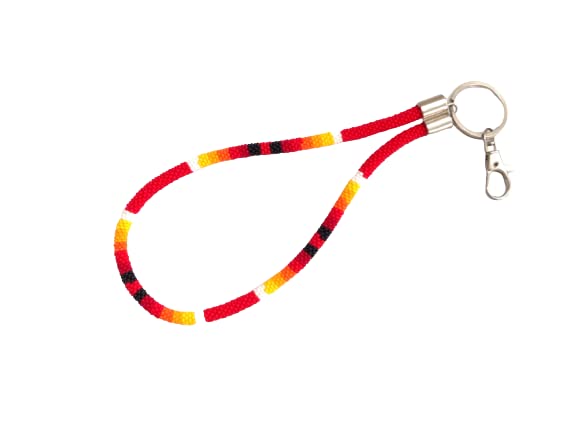 Native American Beaded Keychain - Handmade Leather Keyring with Beads, Purse Charm & Wristlet for Women - Boho Tribal Style ID Holder & Card Wallet - Perfect for Handbags, Backpacks, Gifts and Travel Accessories