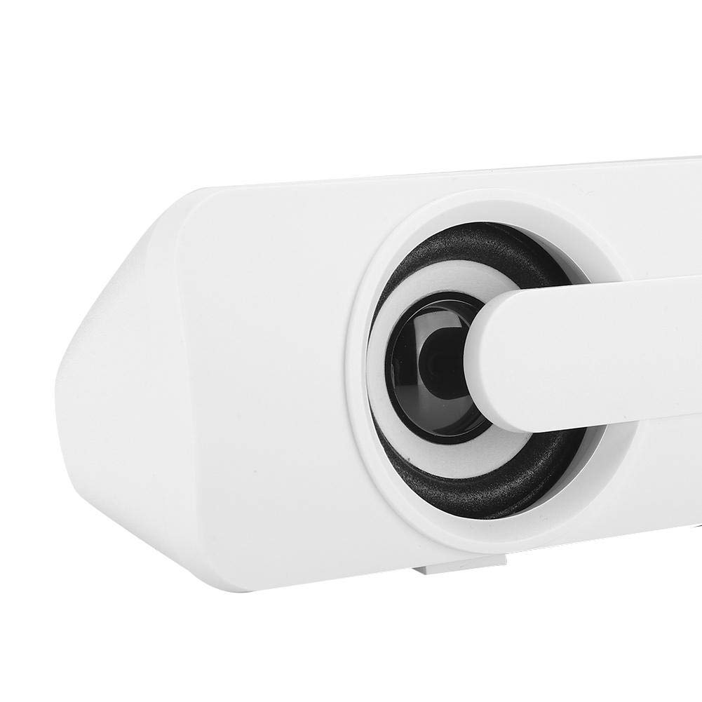 Portable Notebook Speaker - Mini Wired Soundbar with 3.5mm Universal Jack for Laptop, Desktop PC, Computer | Compact Audio Solution for Dorm, Office & Home Workspace (White) | Perfect for Video Calls, Gaming & Music Listening