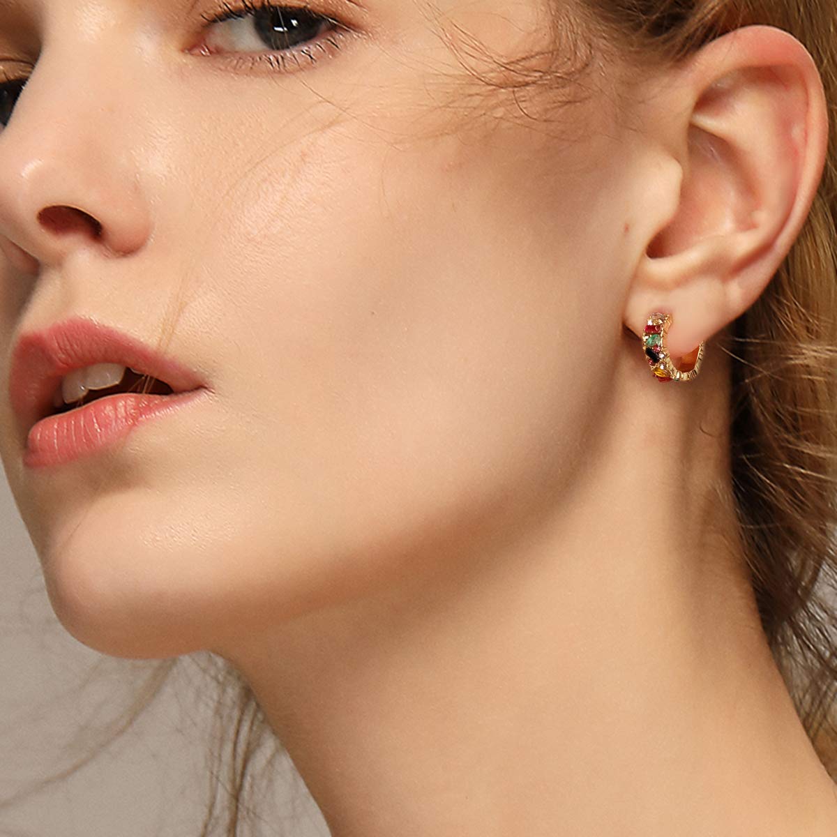 Sparkly Crystal Cubic Zirconia Hoop Earrings for Women - Hypoallergenic Small Colorful Hoop Earrings - Perfect Birthday Gift Jewelry for Everyday Wear & Special Occasions