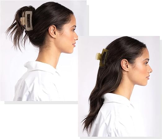 Bakefy 4-Piece Hair Claw Clips for Women - Strong Hold French Design Barrettes for Thick & Long Hair - Perfect for Curly Hair, Ponytails & Updos - Hair Accessories for Everyday & Special Occasions