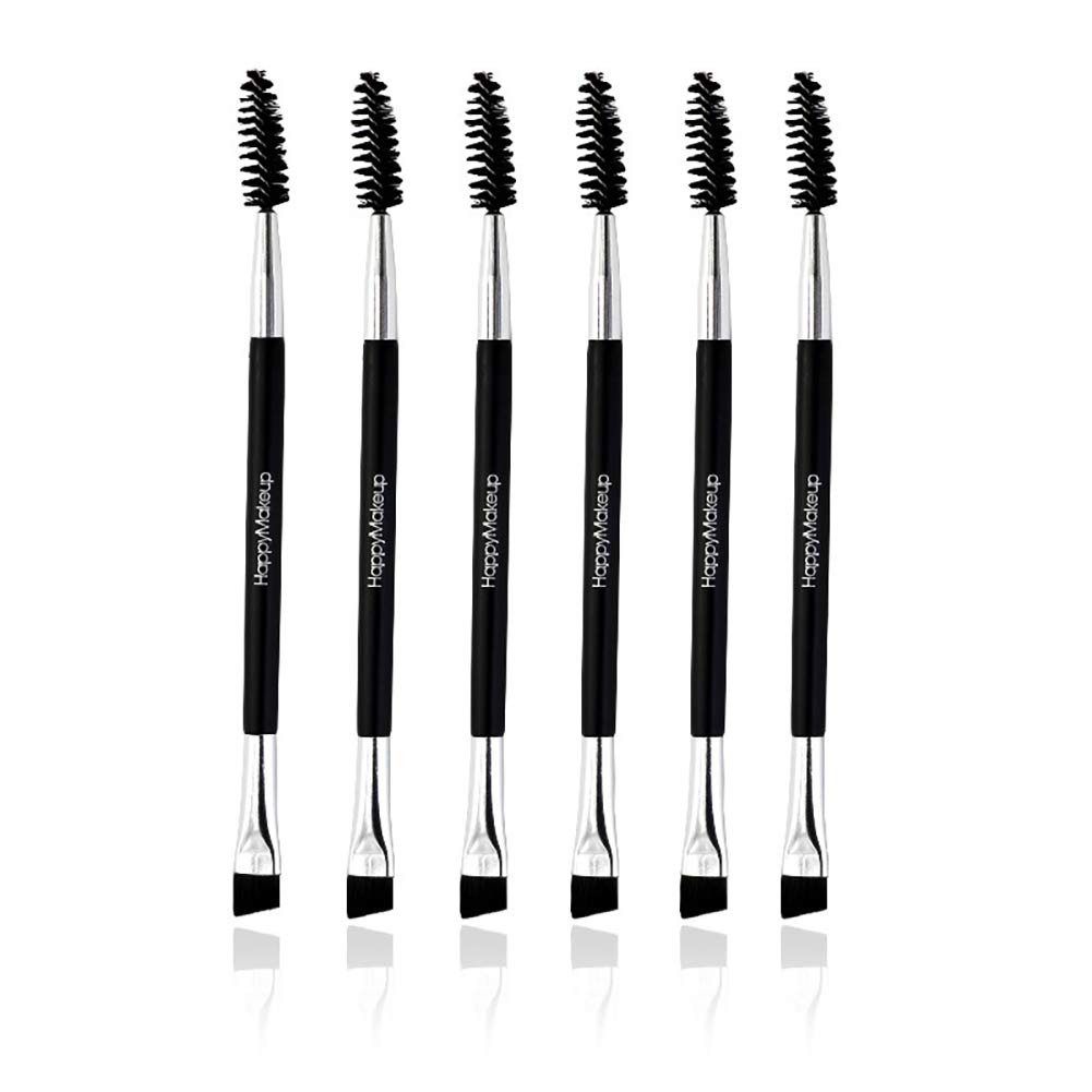 1PC Professional Duo Eyebrow Brush & Spoolie with Cruelty-Free Synthetic Bristles - Angled Brow Brush & Lash Comb for Perfect Eyebrow Shaping & Grooming (Black) | Ideal for Makeup Artists, Beauty Enthusiasts & Daily Eyebrow Care