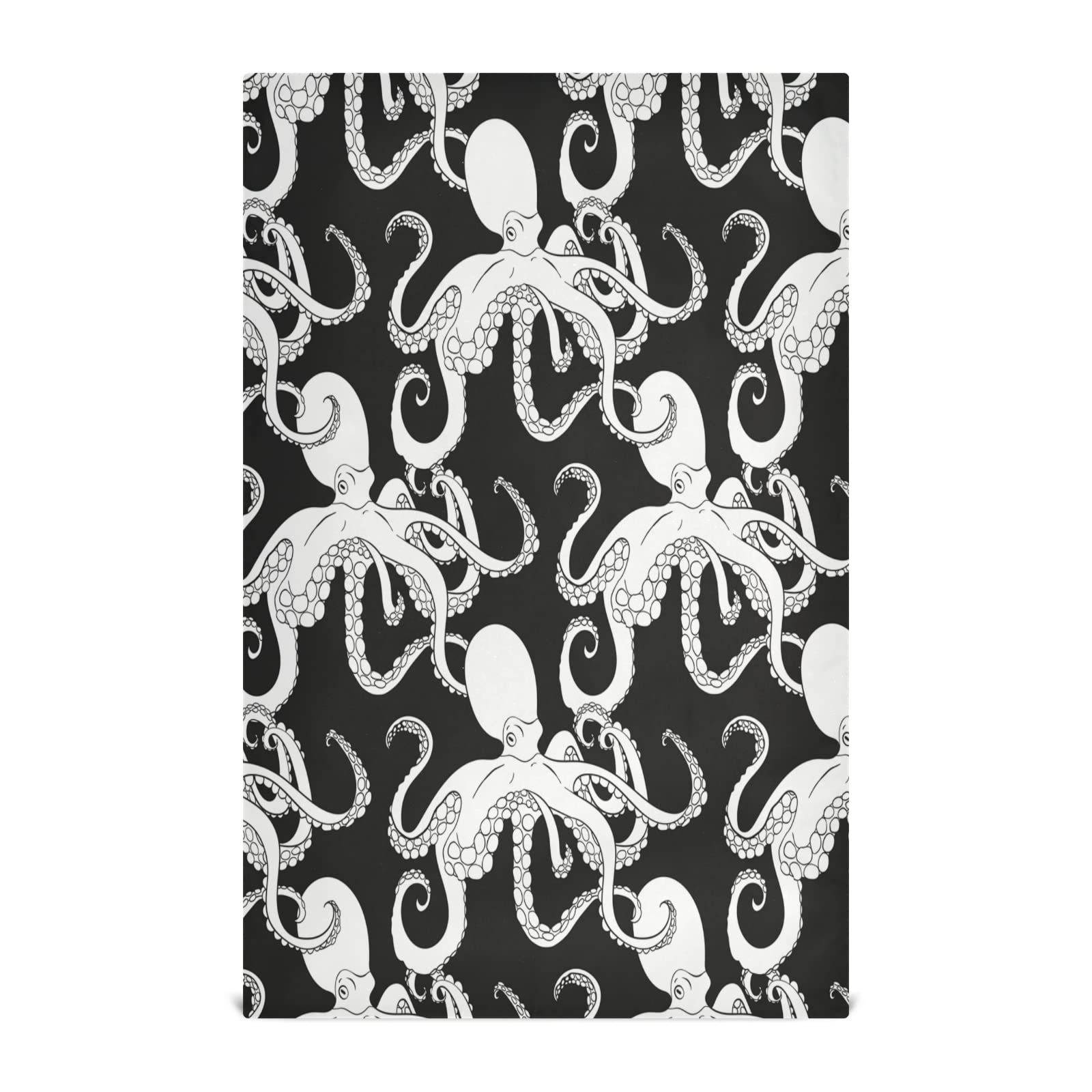 ALAZA Cartoon Octopus Kraken Black & White Kitchen Towels - Super Absorbent & Soft Dish Cloths (18x28 Inches, 1 Pack) - Perfect for Dishes, Bar Cleaning & Tea Time