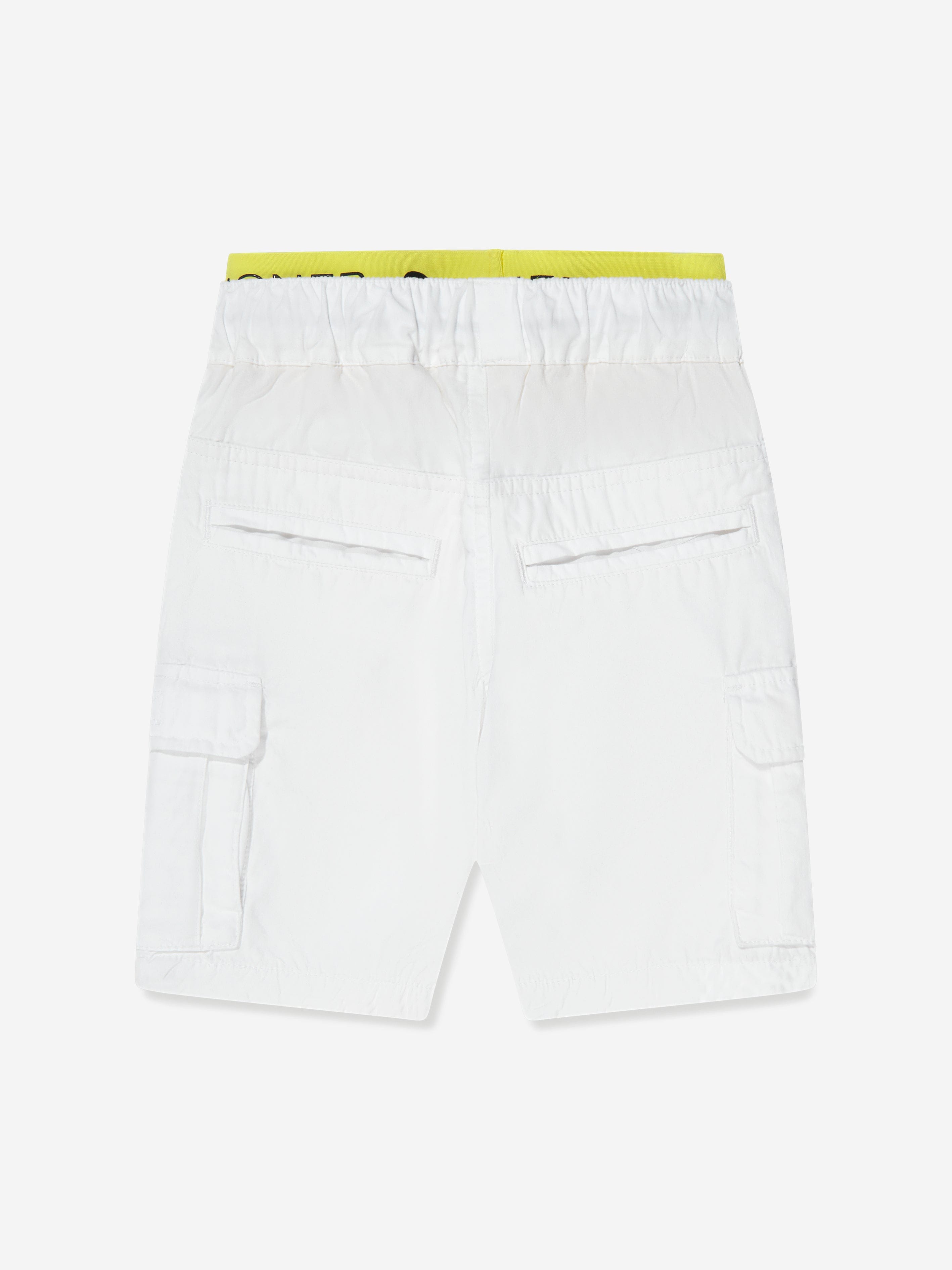Aigner Boys Embroidered White Bermuda Shorts - Comfortable Casual Summer Shorts for Boys, Perfect for Beach, Vacation & Outdoor Activities