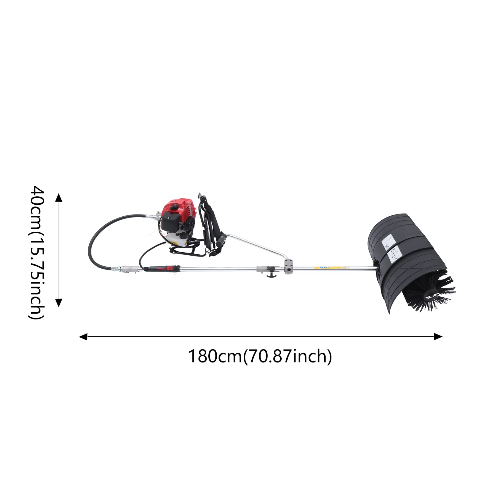 2.3HP Gasoline Power Broom - 2 Stroke Lawn Sweeper Machine for Artificial Turf Cleaning | Heavy Duty Hand Push Brush for Park, Garden, Driveway & Commercial Turf Maintenance