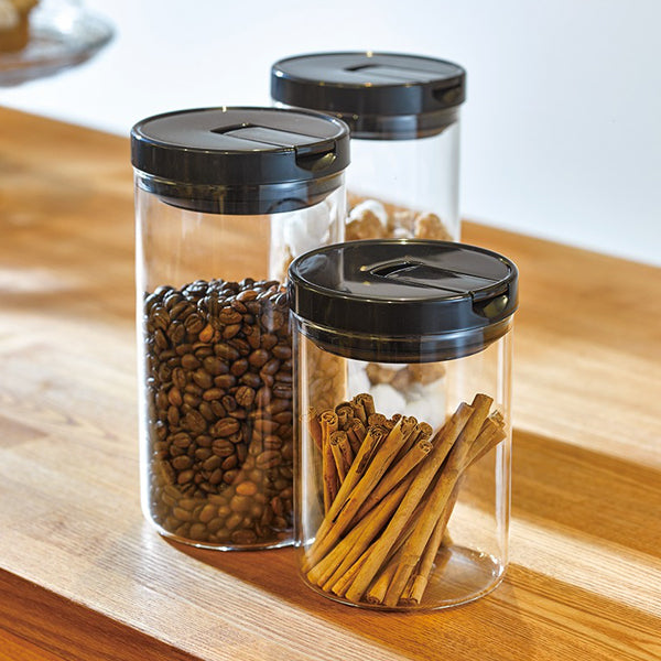Hario Coffee Bean Storage Container - Airtight Black Canister for Fresh Coffee Beans - Perfect for Kitchen, Pantry & Coffee Bar Organization