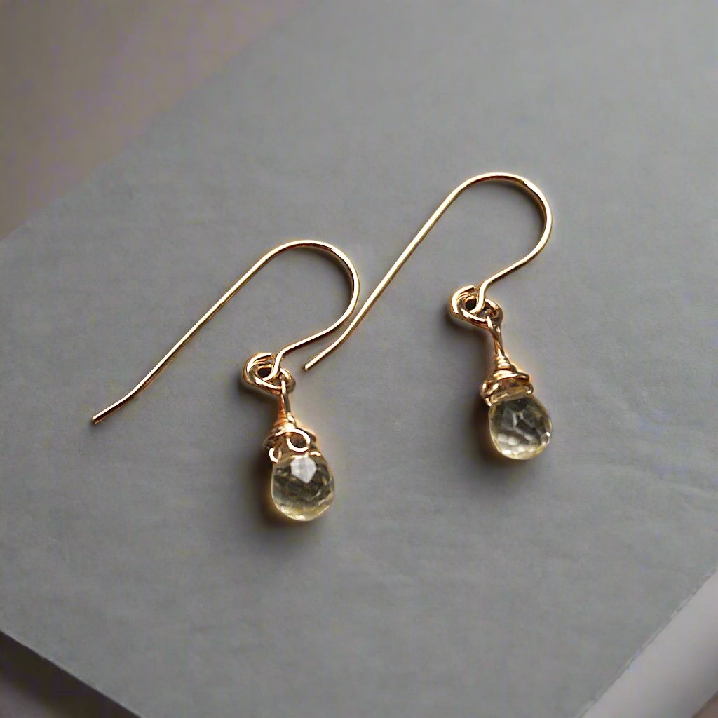 14k Gold Filled Citrine Teardrop Earrings for Women - Elegant Dangle Drop Earrings for Wedding, Party & Everyday Wear