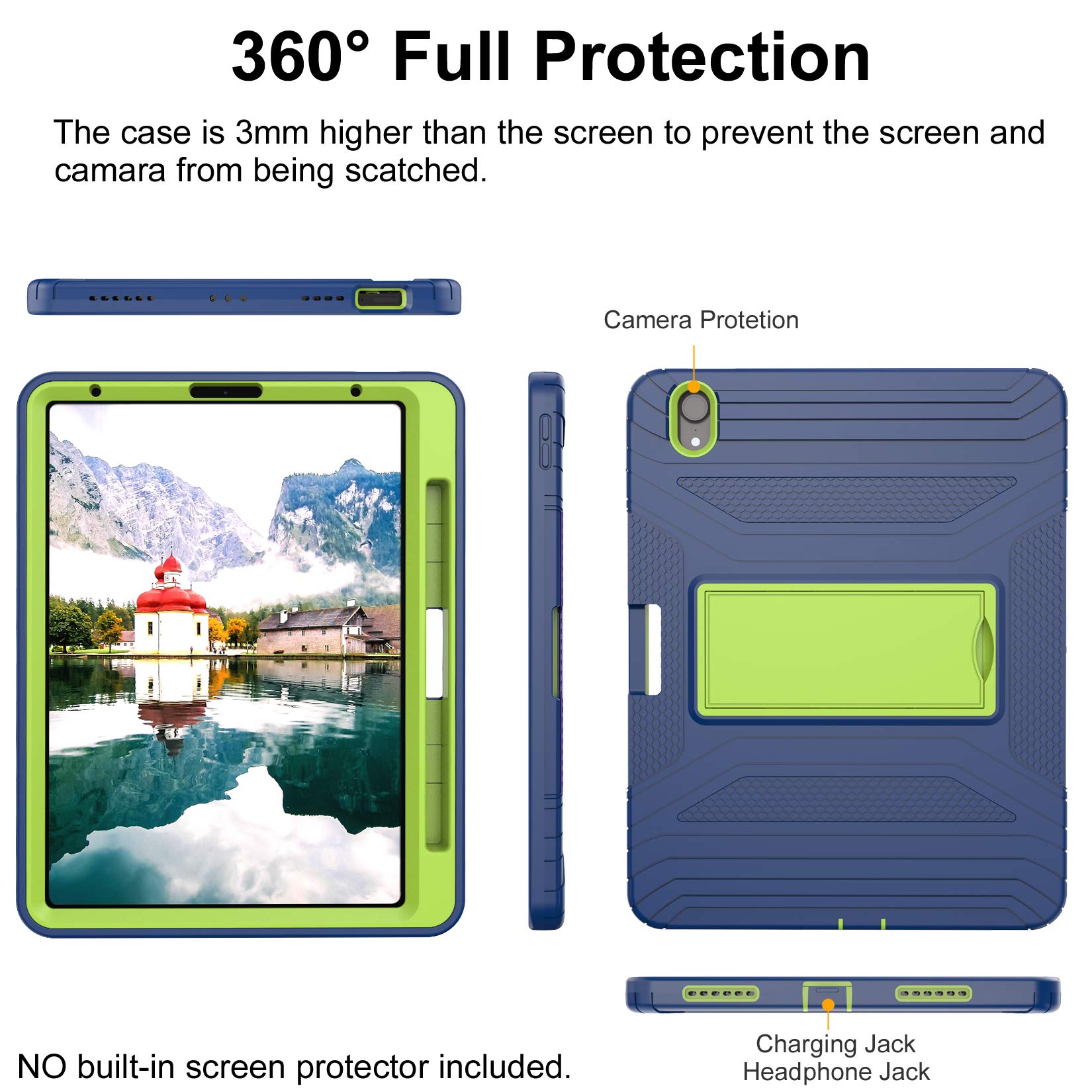 Shockproof iPad Air 4 Case 2020 & iPad 10.9 Case with Pencil Holder - 3-Layer Protective Cover for 4th Gen iPad Air (Supports 2nd Gen Apple Pencil Charging) | Perfect for Work, School & Travel Protection