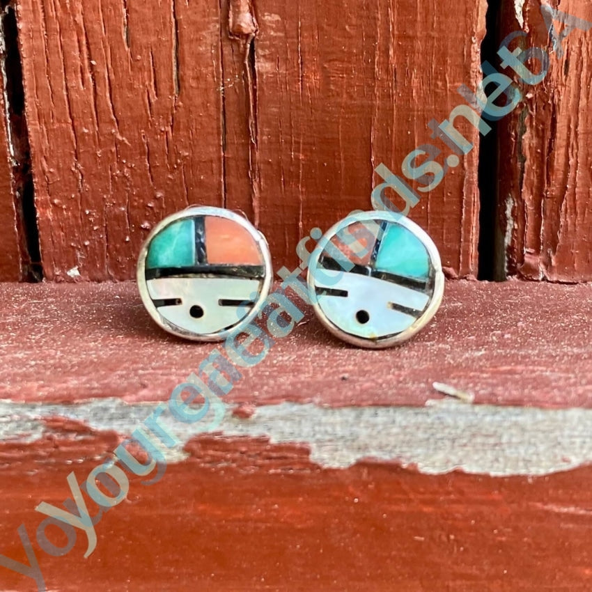 Tiny Zuni Sun God Pierced Stud Earrings Sterling Silver - Authentic Native American Jewelry for Women, Perfect for Everyday Wear & Special Occasions