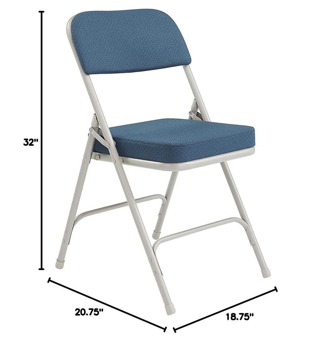 National Public Seating 3215 3200 Series 2 Inch Vinyl Upholstered Folding Chairs - Set of 4, Royal Blue - Perfect for Events, Parties, and Banquets
