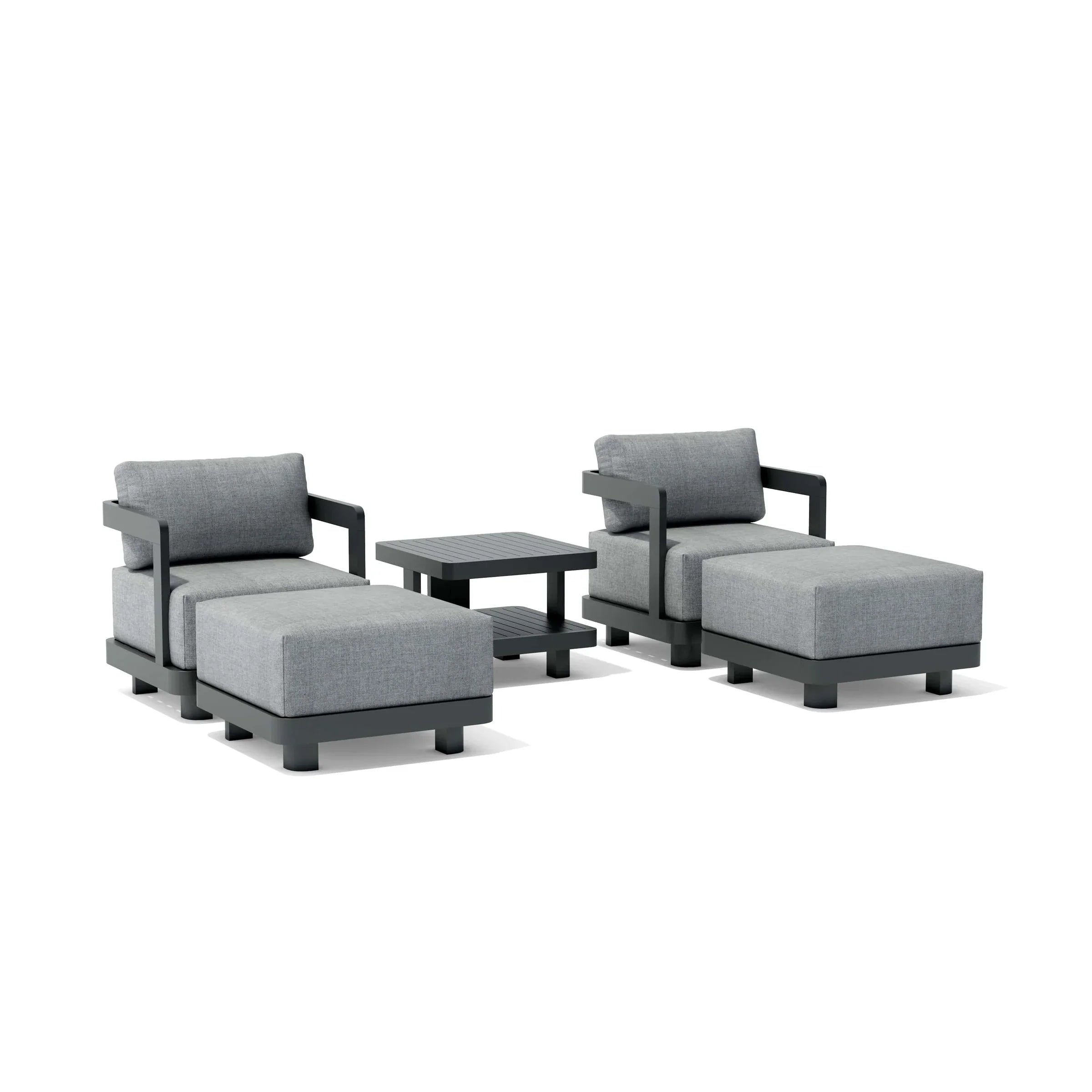 Premium Anderson Teak 5-Piece Granada Aluminum Deep Seating Patio Set (SET 905 AL) - Perfect for Outdoor Living, Backyard Relaxation & Poolside Lounging