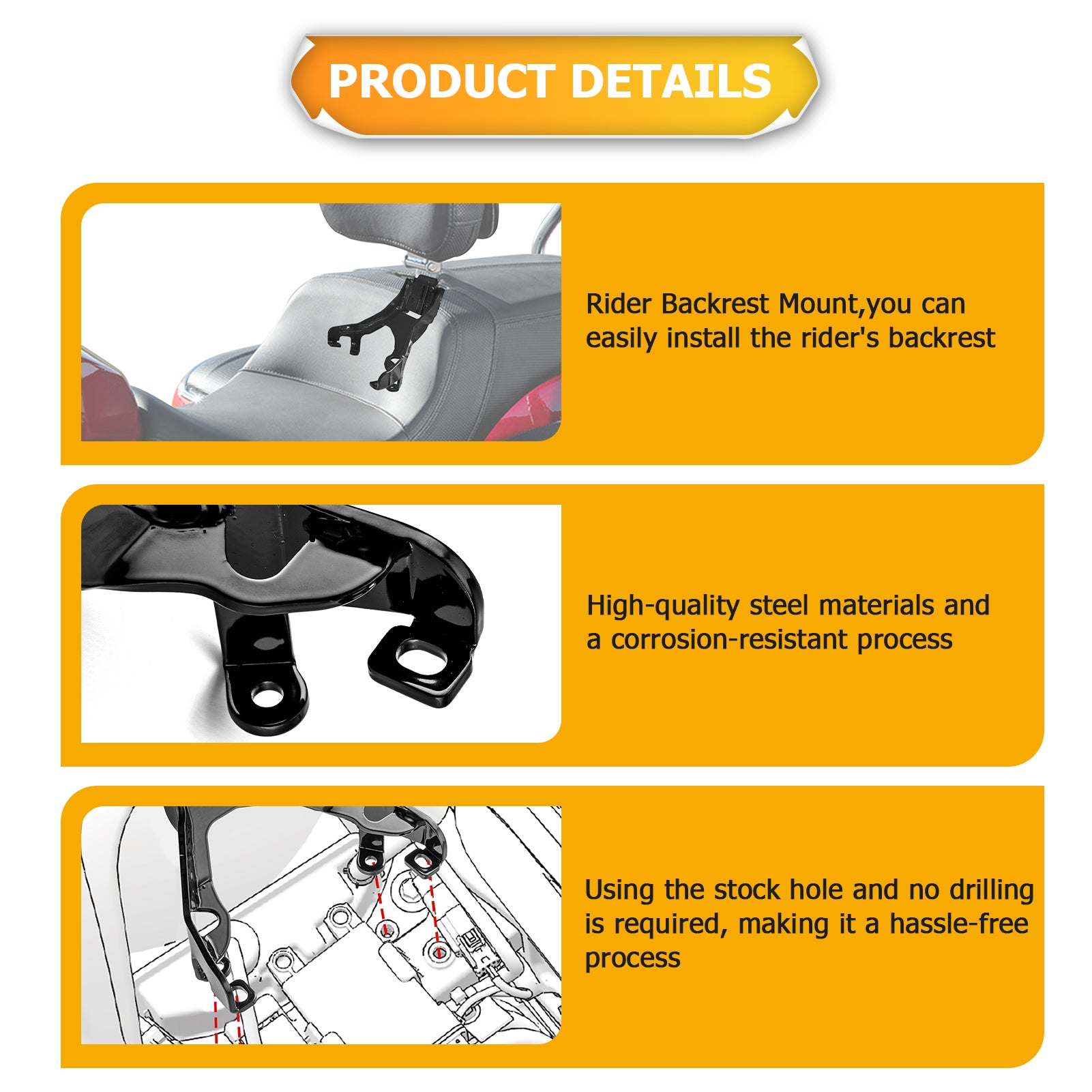 2020-2024 Indian Pursuit Challenger Chieftain Roadmaster Steel Rider Backrest Mount OEM 2884178 - Perfect for Long Distance Cruising and Comfortable Riding