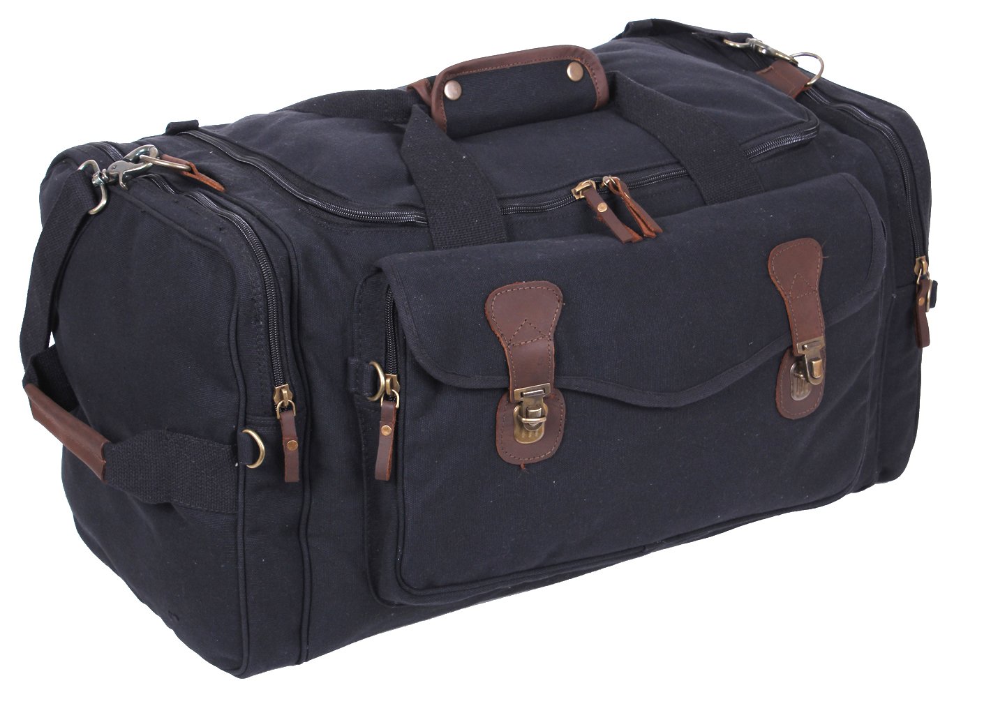 Rothco Durable Leather & Canvas Weekend Travel Bag - Perfect for Short Trips, Gym, Camping & Business Travel