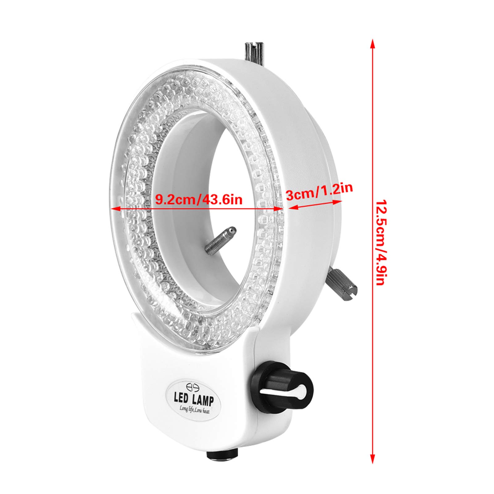 Fydun Microscope LED Ring Light - 144 Adjustable LED Beads, Dimmable Illumination for Stereo Microscopes & Camera Photography (White/Black) - Perfect for Lab Research, Jewelry Inspection & PCB Repair