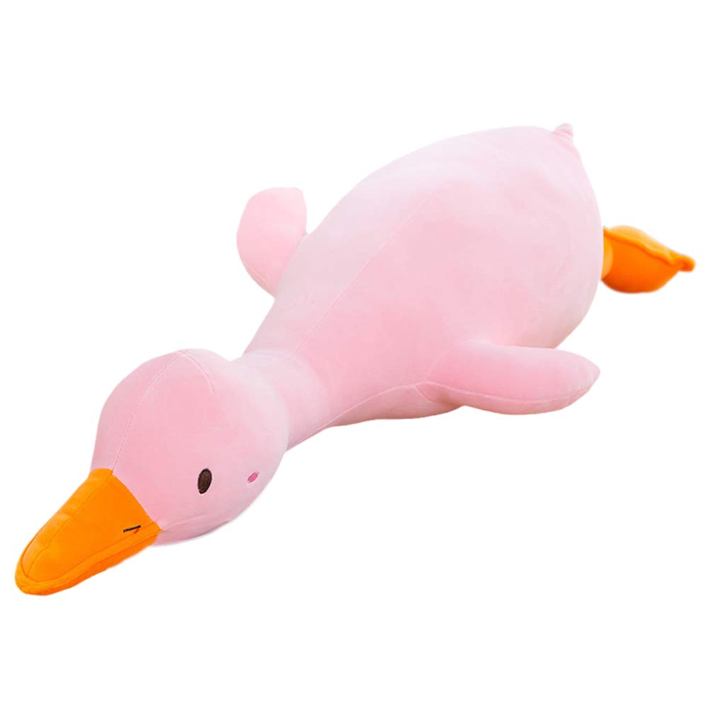 Cute Goose Stuffed Animal Plush Toy - Soft Duck Plushie Hugging Pillow Gift for Kids & Friends (Pink Round Eyes, 63
