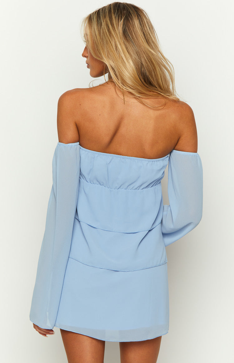 Cindee Blue Off Shoulder Mini Dress - Sexy Summer Party Cocktail Dress for Women, Perfect for Beach Vacation, Date Night & Club Outfits