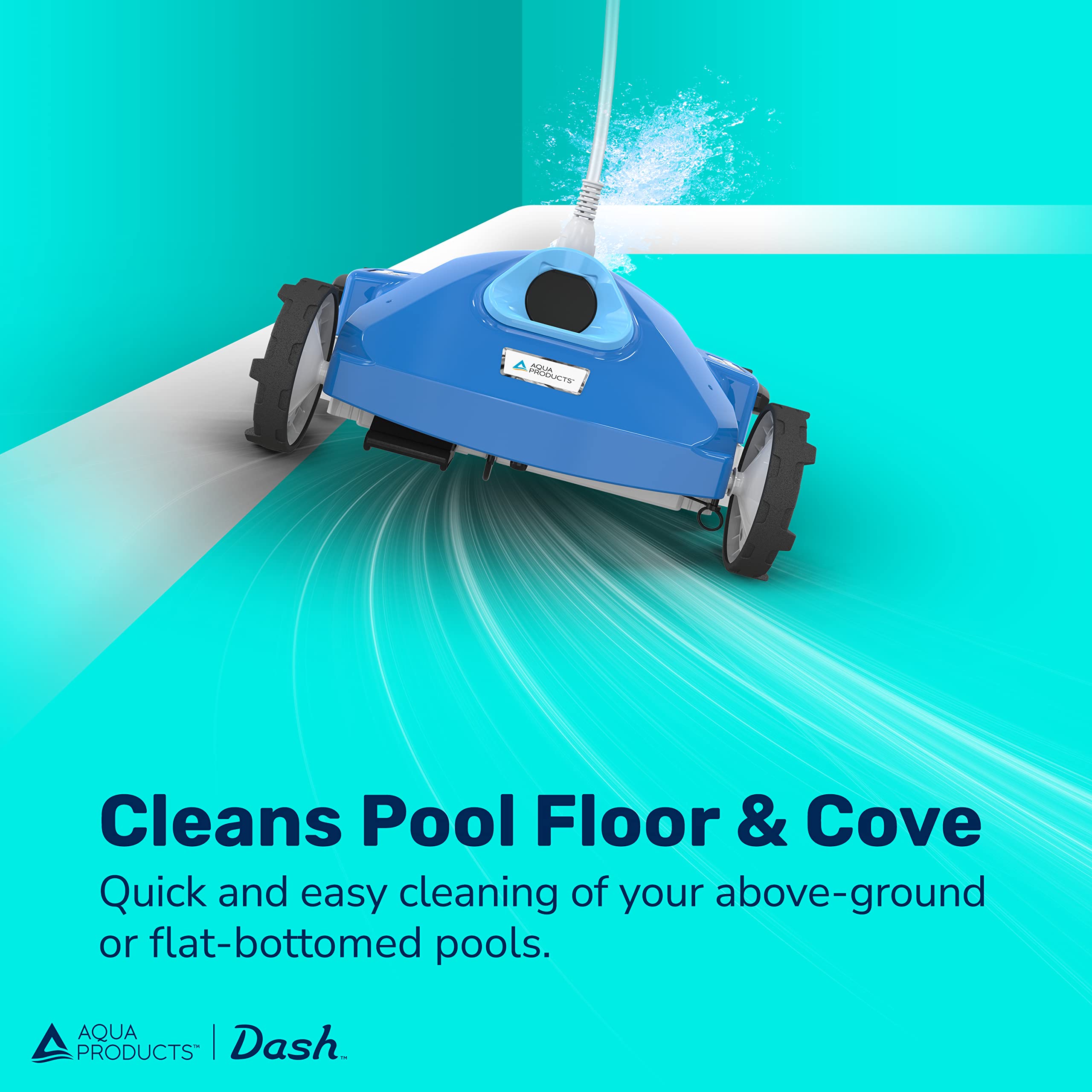 Aqua Products Dash AG Jet Automatic Robotic Pool Cleaner for Above-Ground Pools up to 30ft - Powerful JetBlast Technology with Dual Debris Bags - Ideal for In-Ground and Above-Ground Swimming Pool Maintenance, Leaves Your Pool Sparkling Clean