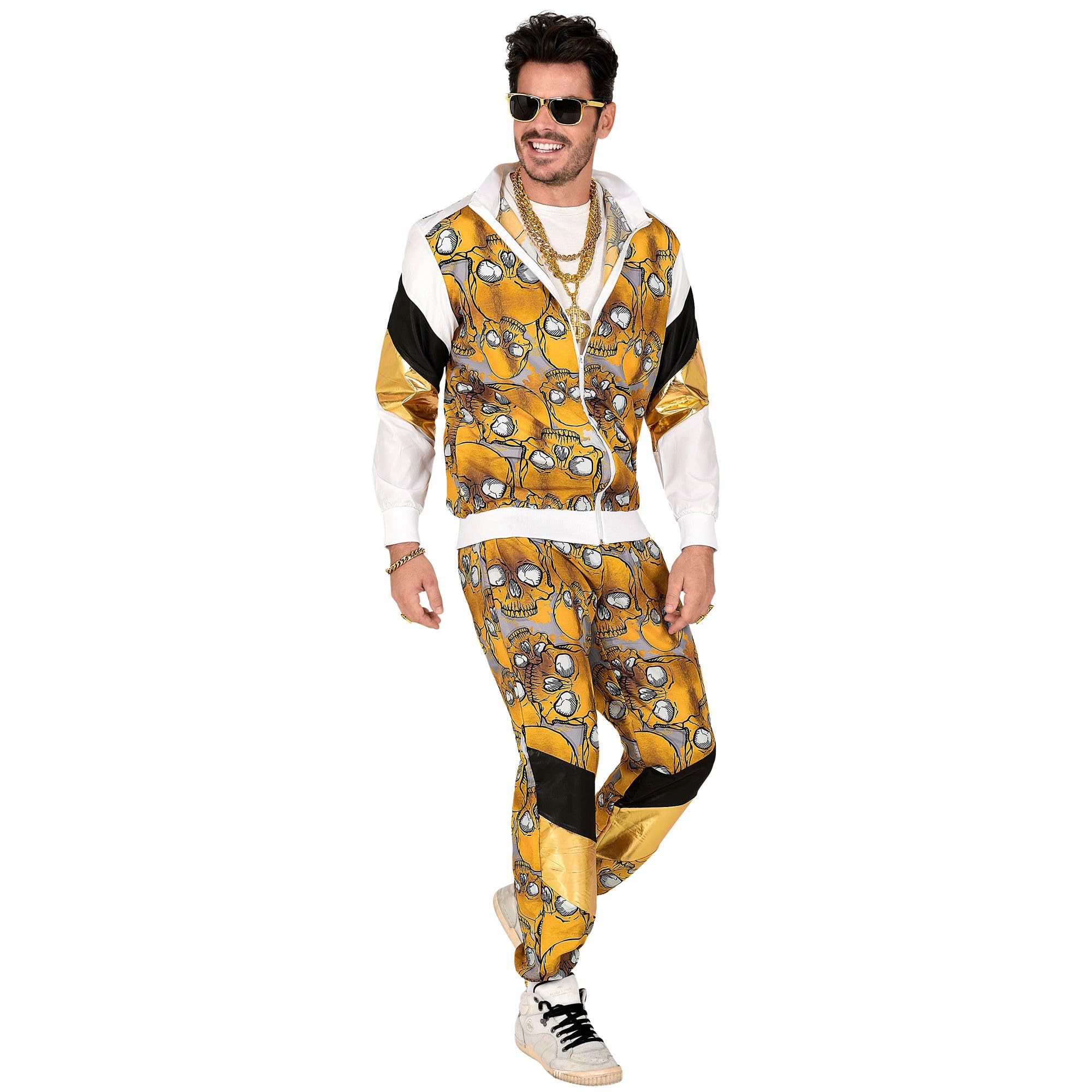 WWIDMANN MILANO 80s Party Dress - Vintage Skull Print Costume, Running Outfit, Ugly Sweater & Carnival Costumes for Halloween, Cosplay & Themed Parties