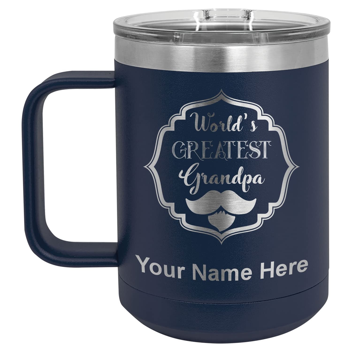 LaserGram 15oz Vacuum Insulated Stainless Steel Coffee Mug - Personalized Engraved 