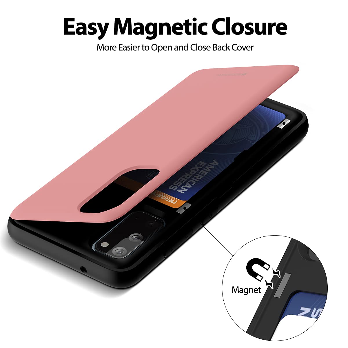 GOOSPERY Galaxy S20 Wallet Case with Card Holder & Kickstand - Slim Protective Dual Layer Bumper Phone Cover for Samsung Galaxy S20 (Pink) - Perfect for Travel, Work & Everyday Use