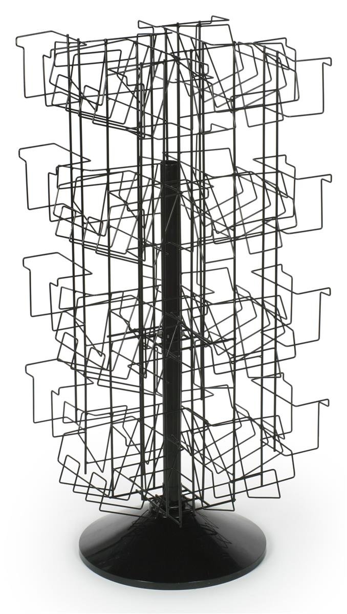 Adjustable Height Wire Display Rack for Books - 43 to 54.25 Inch Floor Standing Organizer with 32 Pockets in 3 Sizes - Black Welded Metal with Plastic Base - Perfect for Bookstores, Libraries & Home Organization
