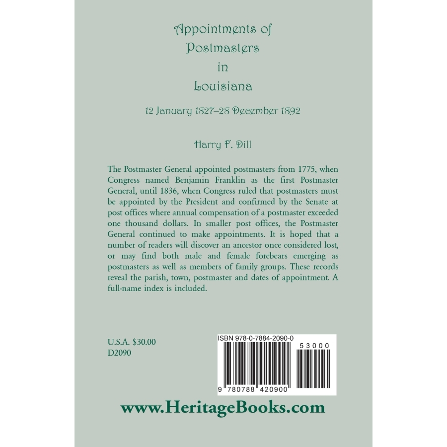 Historical Postmaster Appointments in Louisiana (1827-1892) | USPS Records & Genealogy Research