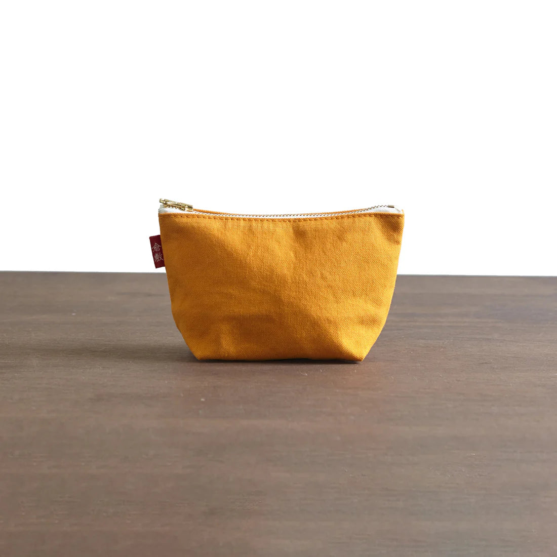 Kurashiki Hampu Canvas Boat Shaped Pouch - Small Size Orange Japanese Handmade Bag for Travel, Cosmetics & Daily Essentials