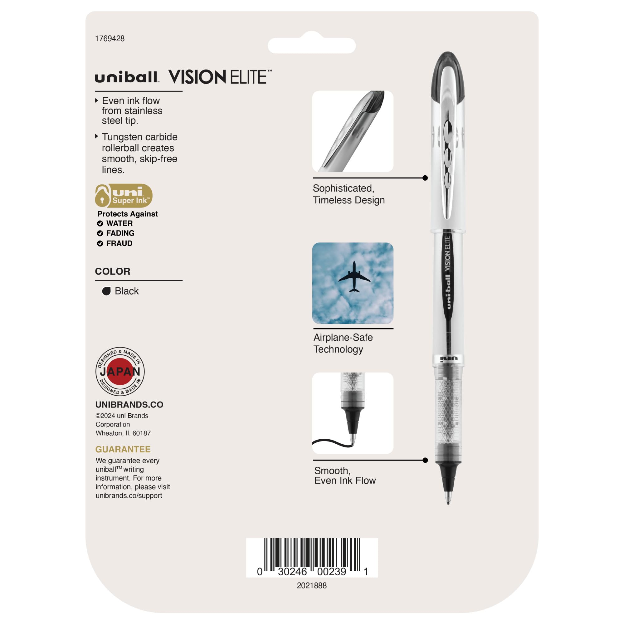 Uniball Vision Elite Rollerball Pens - 8 Pack Black Bold 0.8mm Fine Point Smooth Writing Pens for Office, School & Journaling - Premium Bulk Office Supplies