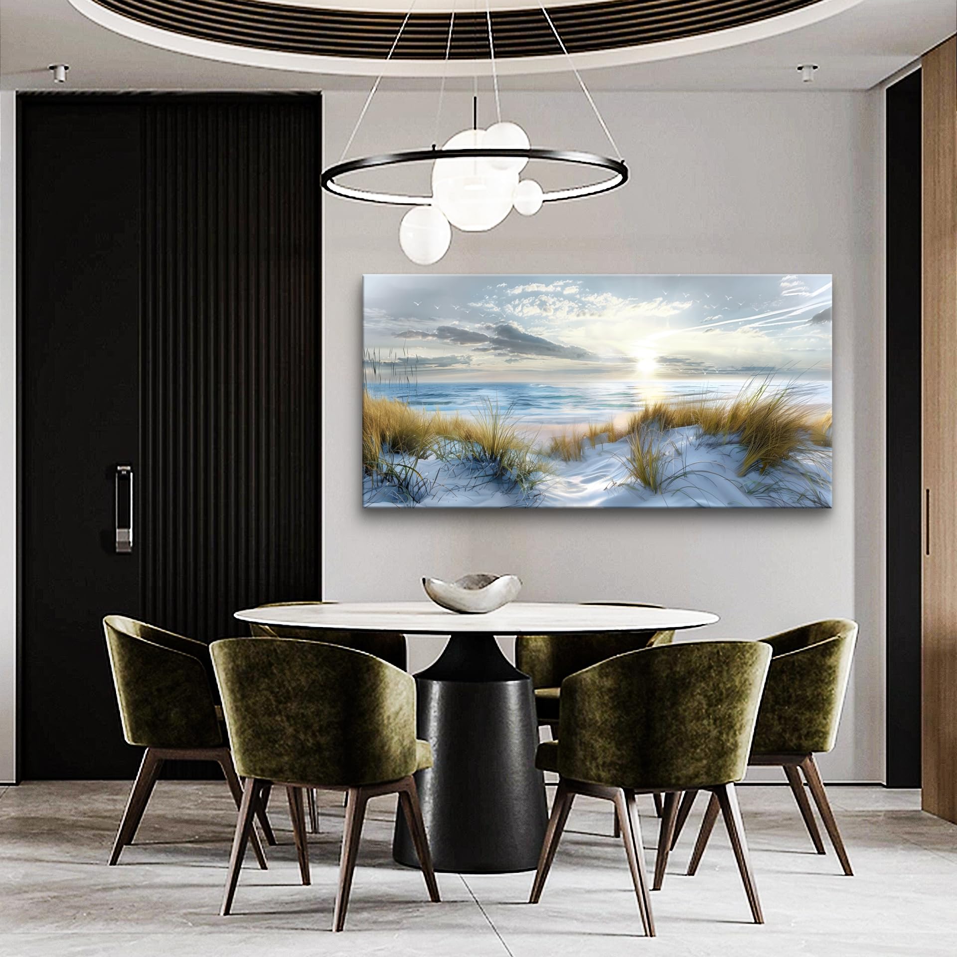 Lapremoly Large Modern Wall Art Canvas Print - Ocean Beach Blue Sea Landscape Painting for Bedroom, Living Room, Office & Hotel Decor | Perfect for Coastal, Nautical & Boho Home Interior Design