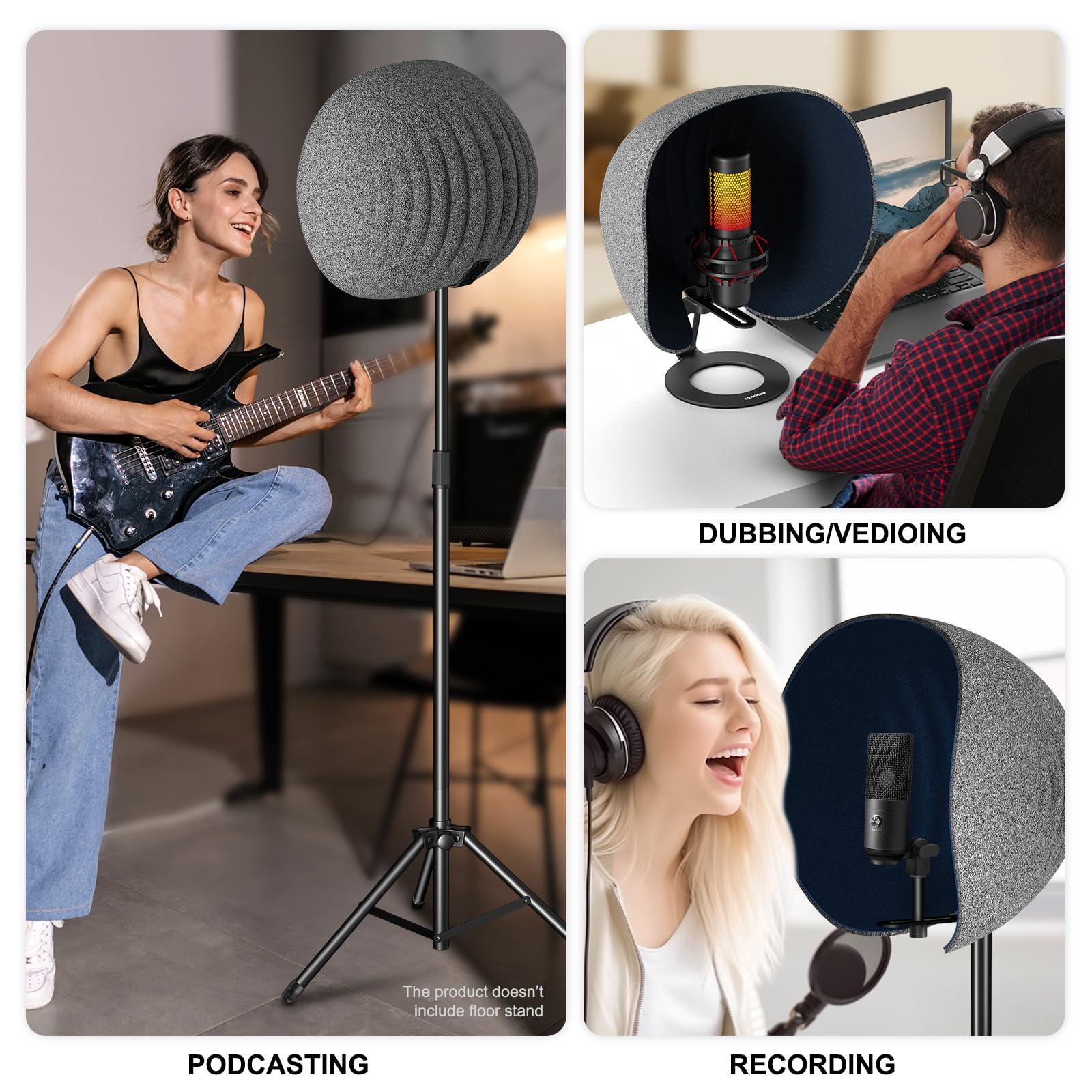 Professional Microphone Isolation Shield - Aokeo 2024 Studio-Grade Acoustic Foam Panel for Blue Yeti, Snowball iCE, HyperX QuadCast & SoloCast | 360° Noise Reduction for Podcasting, Voiceovers & Music Recording | Home Studio & Professional Recording Setup