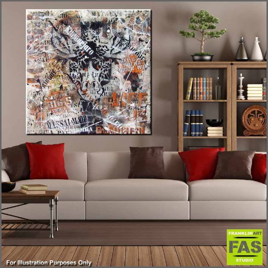 Urban Pop Giraffe Wall Art - Modern Animal Print Decor for Living Room, Bedroom & Office - Unique Home Decor Gift Idea