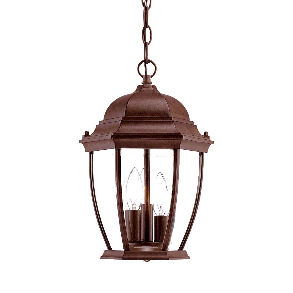 Acclaim 5036BW Wexford Collection 3-Light Outdoor Hanging Lantern Fixture in Burled Walnut - Perfect for Porch, Patio, and Garden Lighting