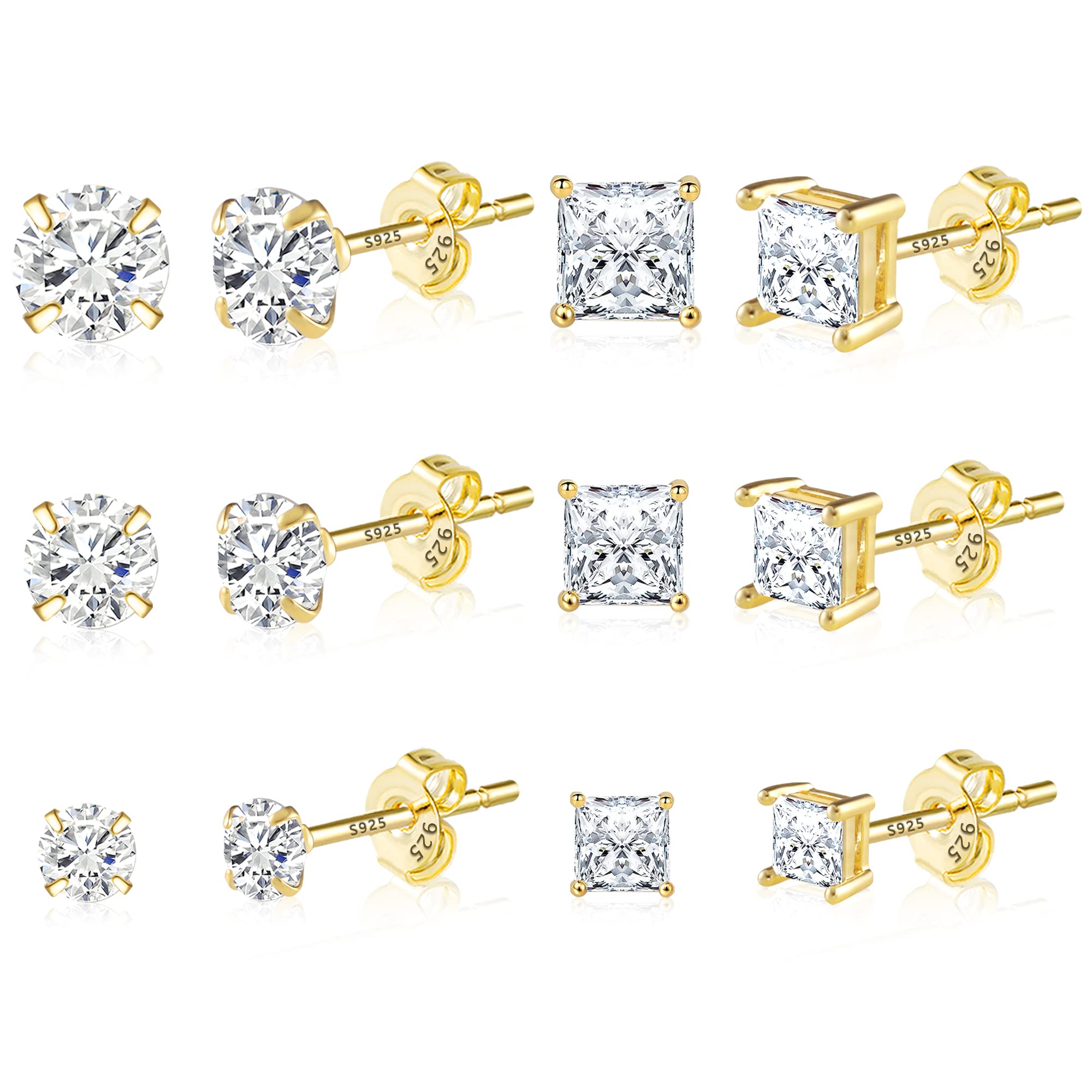 ALEXCRAFT Small Stud Earrings for Women - Diamond & Ball Stud Earrings Set, Dainty Cute Earrings for Everyday Wear, Gift for Her | Perfect for Work, Date Night & Special Occasions